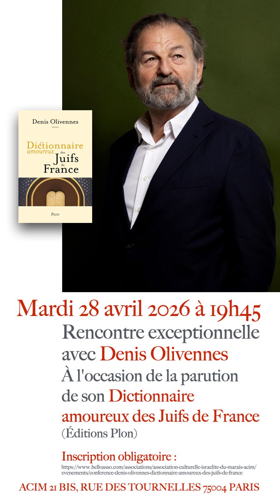 Conférence Denis Olivennes / Dictionnaire Amoureux des Juifs de France