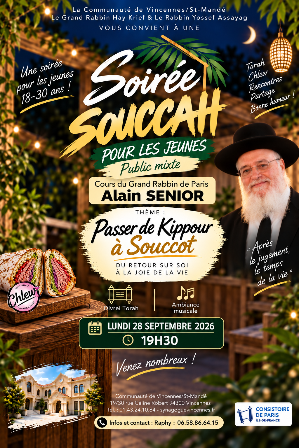 ACIP Vincennes/St-Mandé : 🌴SOIRÉE SOUCCAH pour les JEUNES (18-30 ans) - Lundi 28/09/2026