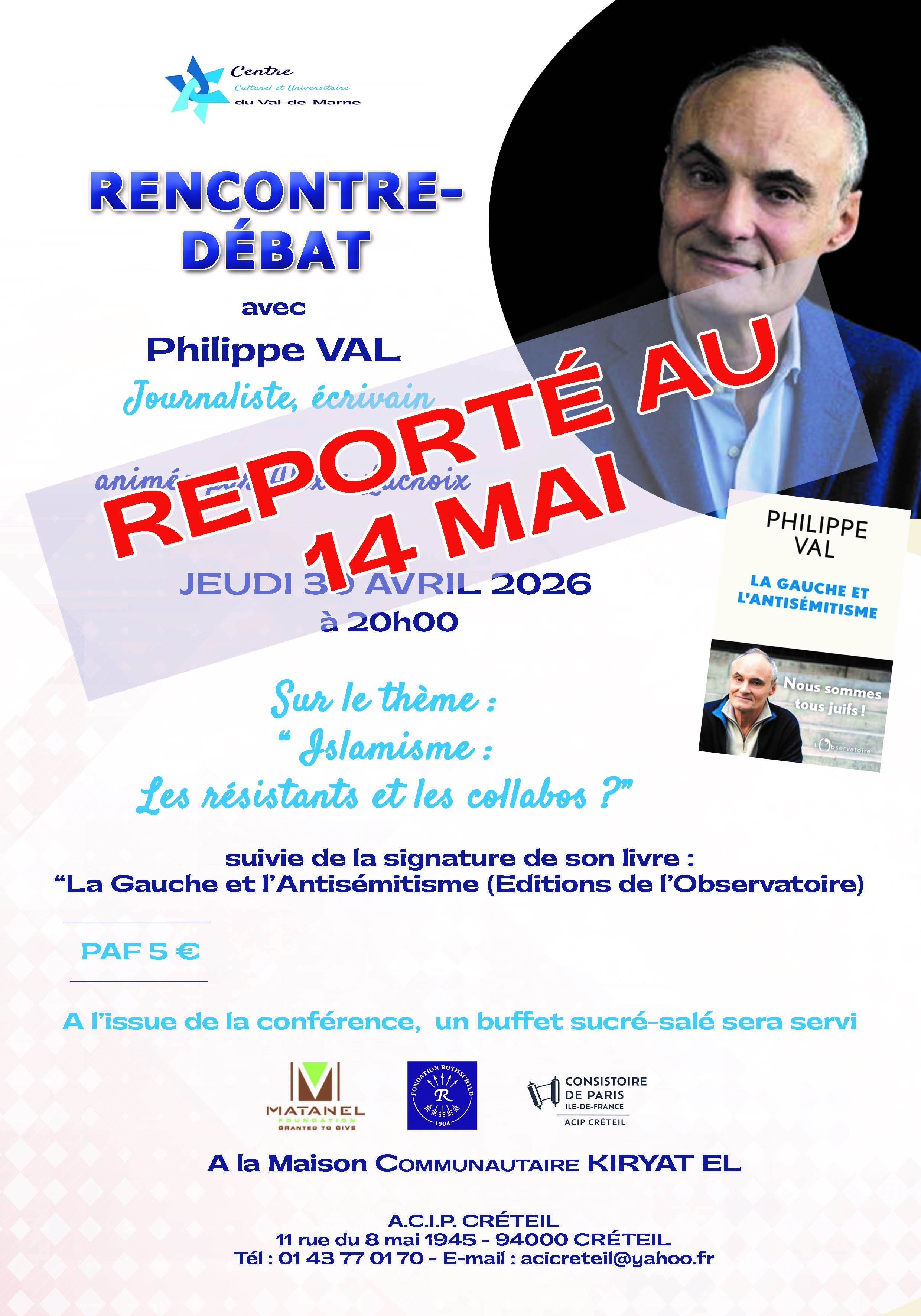 Créteil - Rencontre Débat avec Philippe Val